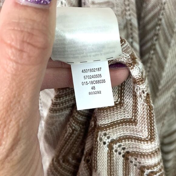 Chico’s Cardigan Sweater Womens 3 / XL / 16 Neutral Chevron Patterned Open Front - Picture 8 of 10